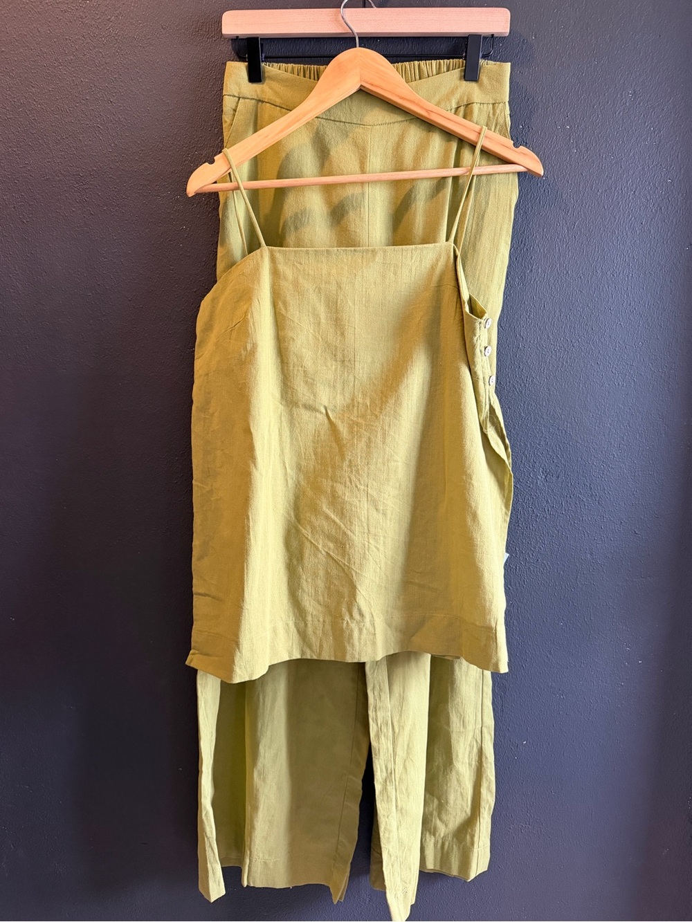Fashion Nova Olive Green Wide Leg Linen 2pcs
